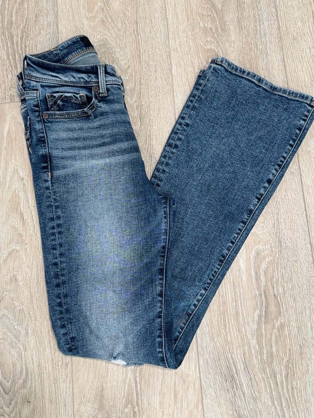 BKE Buckle Black Tailored Bootcut Jeans Medium Wash Stretch Women’s 25x32